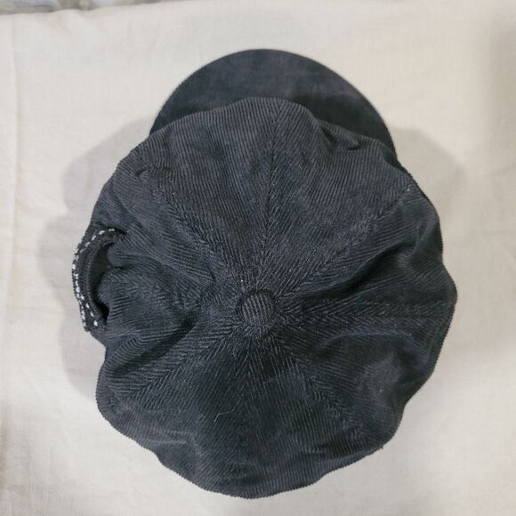D & Y black corduroy beret rhinestone detail with mini pocket hat cap - Picture 4 of 8